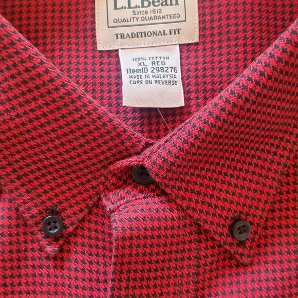 L.L. Bean Traditional Fit Flannel Rustic Red Hadth Long Slv Sz XL Shirt - Picture 9 of 17